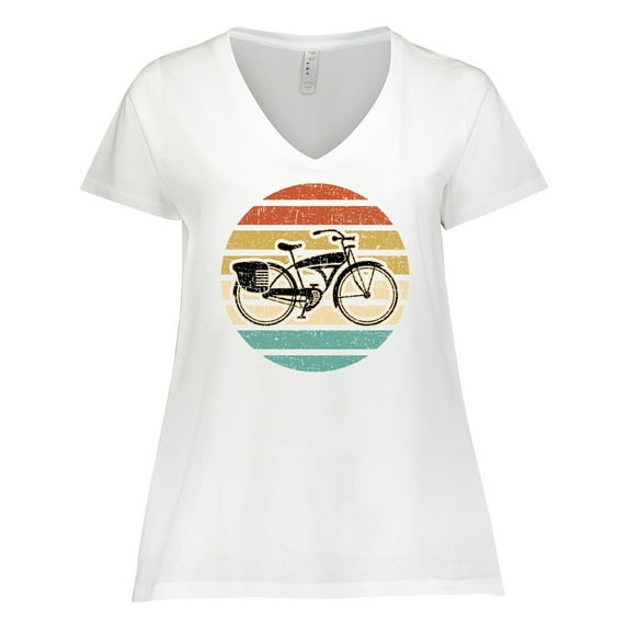 Inktastic Cycling Vintage Bicycle for Cyclist Women's Plus Size V-Neck T-Shirt