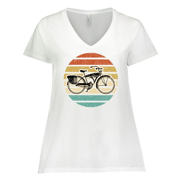 Inktastic Cycling Vintage Bicycle for Cyclist Women's Plus Size V-Neck T-Shirt