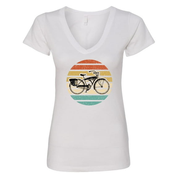 Inktastic Cycling Vintage Bicycle for Cyclist Women's V-Neck T-Shirt