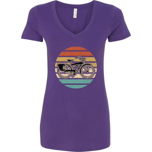 Inktastic Cycling Vintage Bicycle for Cyclist Women's V-Neck T-Shirt