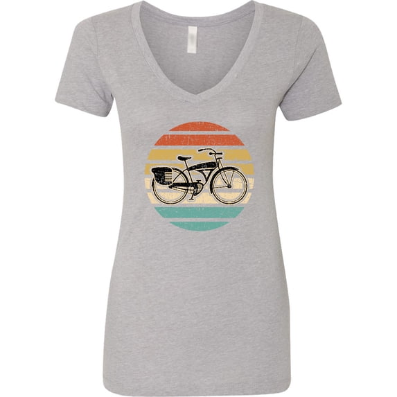 Inktastic Cycling Vintage Bicycle for Cyclist Women's V-Neck T-Shirt