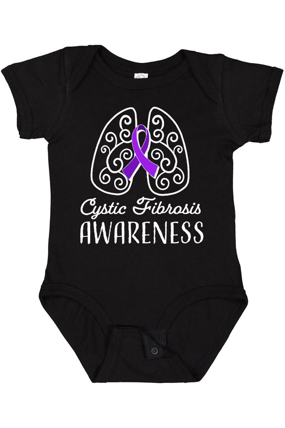 Cystic Fibrosis Awareness with Ribbon and Lungs Boys or Girls Baby Bodysuit