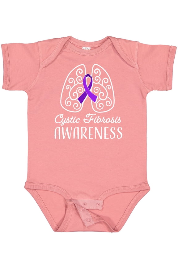 Cystic Fibrosis Awareness with Ribbon and Lungs Boys or Girls Baby Bodysuit