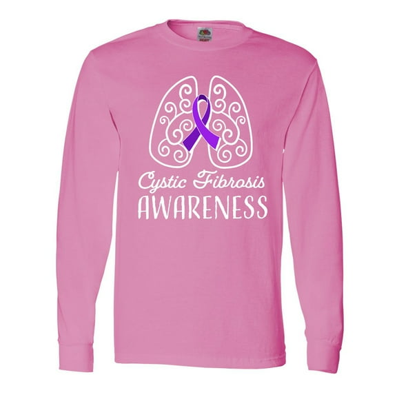 Inktastic Cystic Fibrosis Awareness with Ribbon and Lungs Long Sleeve T-Shirt