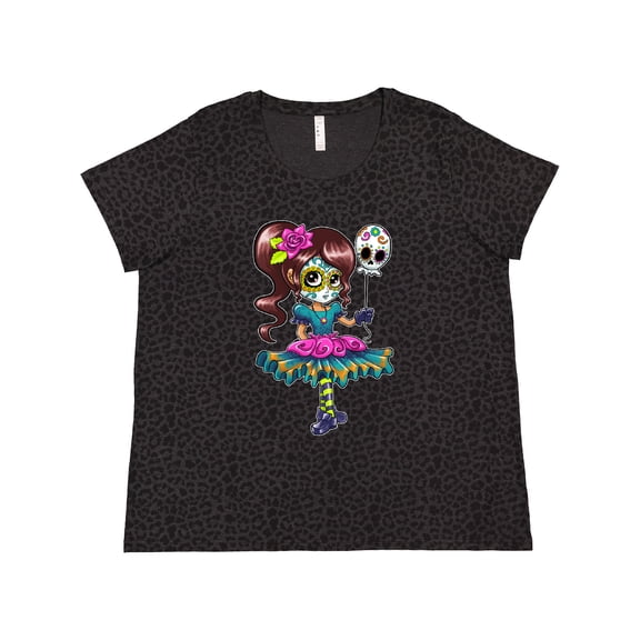 Inktastic DÃa De Los Muertos Girl with Decorative Skull Balloon Women's Plus Size T-Shirt