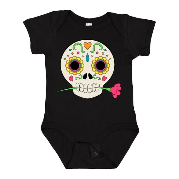 Inktastic DÃa De Los Muertos Skull with Flower Boys or Girls Baby Bodysuit