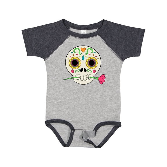 Inktastic DÃ­a De Los Muertos Skull with Flower Boys or Girls Baby Bodysuit