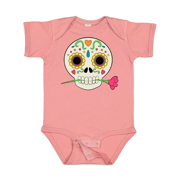 Inktastic DÃa De Los Muertos Skull with Flower Boys or Girls Baby Bodysuit