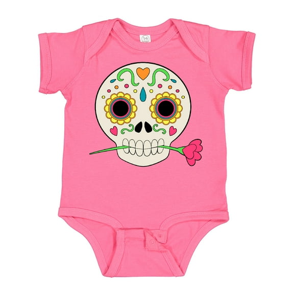 Inktastic DÃ­a De Los Muertos Skull with Flower Boys or Girls Baby Bodysuit