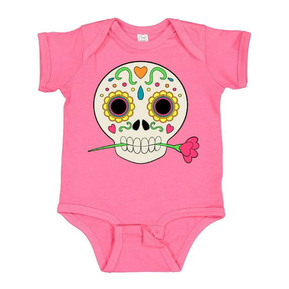 Inktastic DÃa De Los Muertos Skull with Flower Boys or Girls Baby Bodysuit
