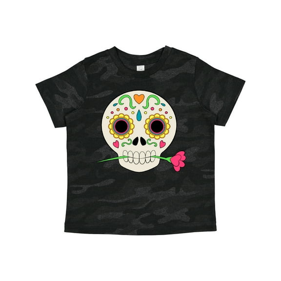 Inktastic DÃ­a De Los Muertos Skull with Flower Boys or Girls Toddler T-Shirt