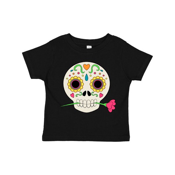 Inktastic DÃ­a De Los Muertos Skull with Flower Boys or Girls Toddler T-Shirt