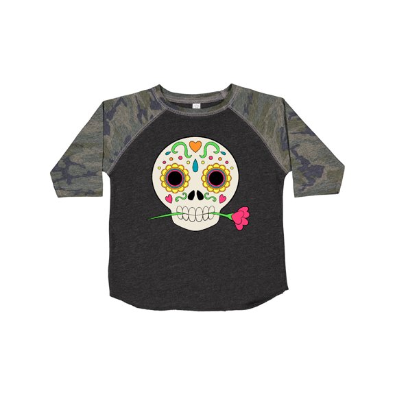Inktastic DÃa De Los Muertos Skull with Flower Boys or Girls Toddler T-Shirt