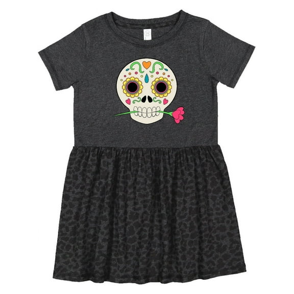 Inktastic DÃ­a De Los Muertos Skull with Flower Girls Toddler Dress