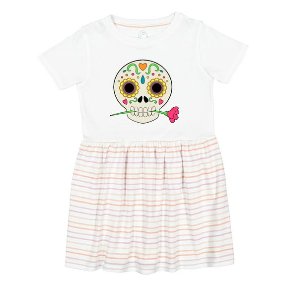 Inktastic DÃ­a De Los Muertos Skull with Flower Girls Toddler Dress