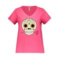 thumbnail image 1 of Inktastic DÃ­a De Los Muertos Skull with Flower Women's Plus Size V-Neck T-Shirt, 1 of 4