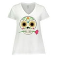 thumbnail image 1 of Inktastic DÃ­a De Los Muertos Skull with Flower Women's Plus Size V-Neck T-Shirt, 1 of 5
