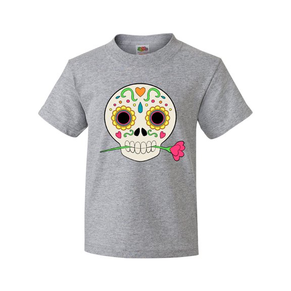 Inktastic DÃÂa De Los Muertos Skull with Flower Youth T-Shirt