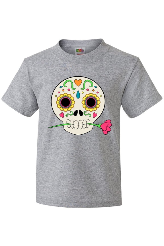 DÃ­a De Los Muertos Skull with Flower Youth T-Shirt