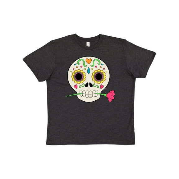 Inktastic DÃ­a De Los Muertos Skull with Flower Youth T-Shirt