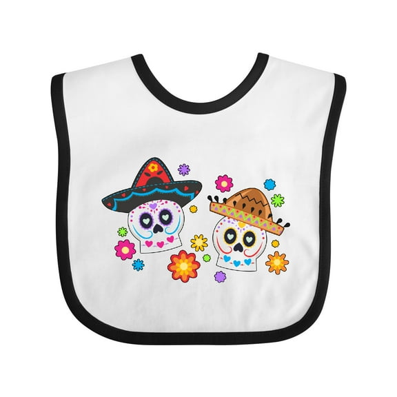 Inktastic DÃ­a De Los Muertos Sugar Skulls in Sombreros Boys or Girls Baby Bib