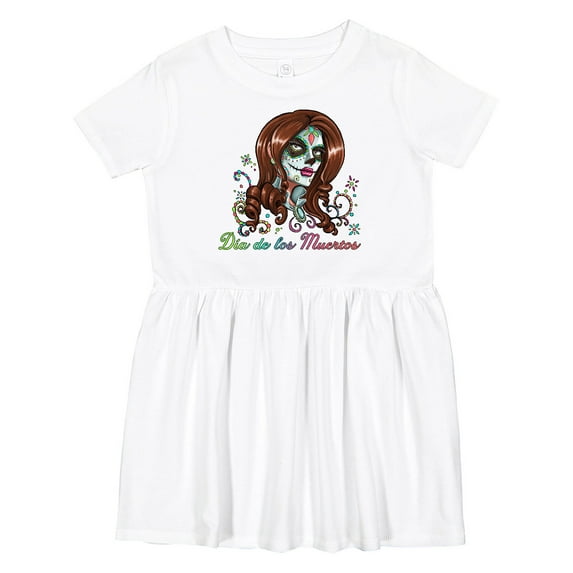Inktastic DÃa De Los Muertos in Sugar Skull Makeup Girls Toddler Dress