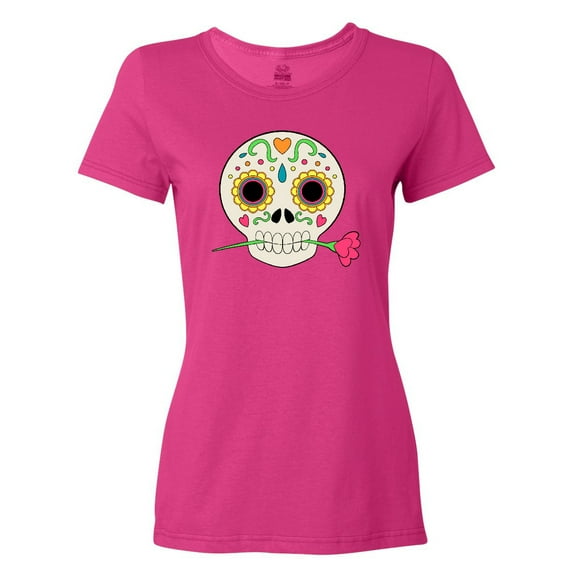 Inktastic Día de los Muertos Skull with Flower Women's T-Shirt