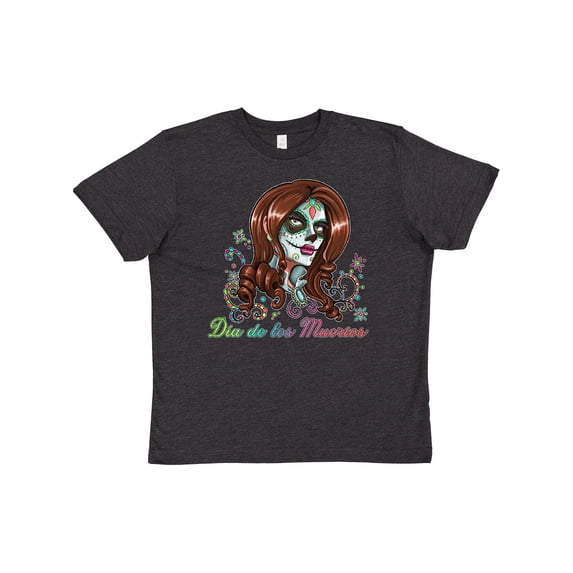 Inktastic Día de los Muertos Woman in Sugar Skull Makeup Youth T-Shirt