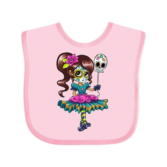 Inktastic Día de los Muertos girl with decorative skull balloon Boys or Girls Baby Bib