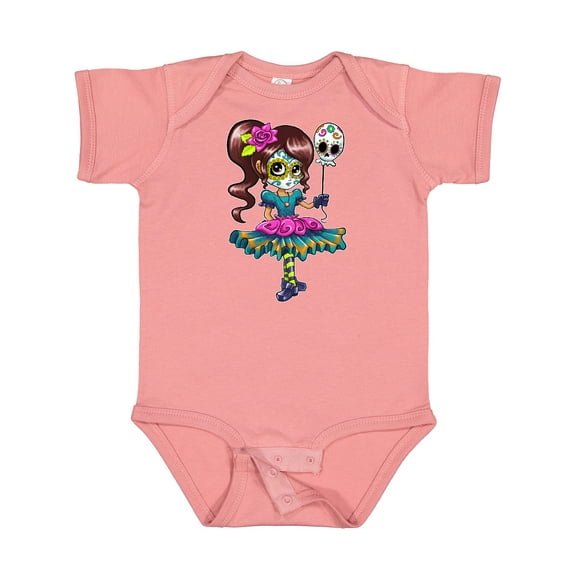 Inktastic DÃa de los Muertos girl with decorative skull balloon Boys or Girls Baby Bodysuit