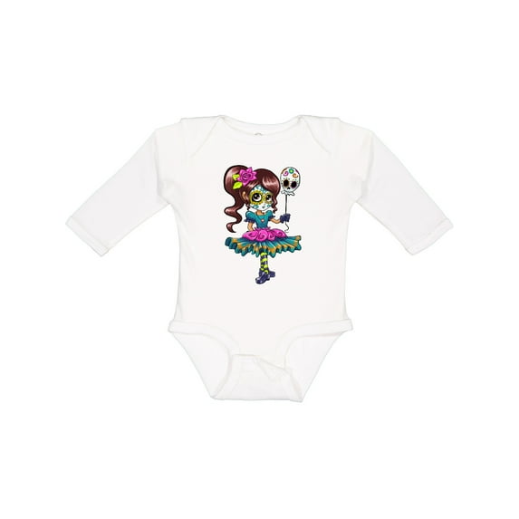 Inktastic Día de los Muertos girl with decorative skull balloon Boys or Girls Long Sleeve Baby Bodysuit
