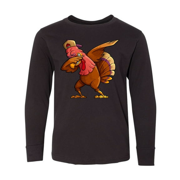 Inktastic Dabbing Turkey Thanksgiving Long Sleeve Youth T-Shirt