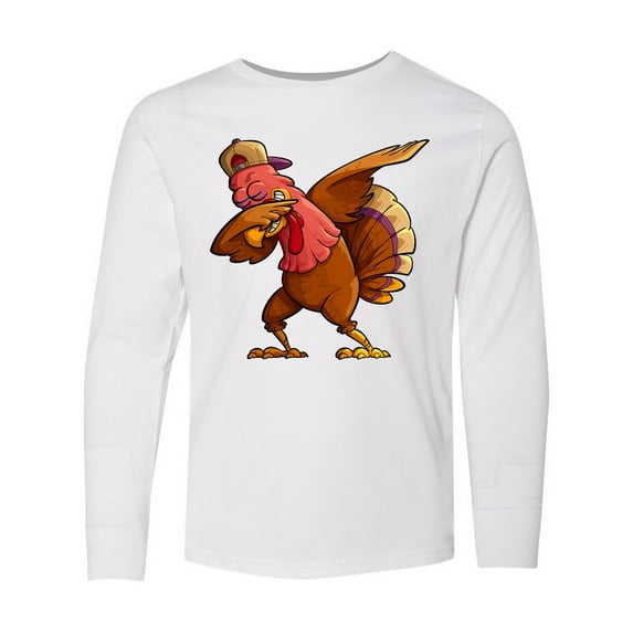 Inktastic Dabbing Turkey Thanksgiving Long Sleeve Youth T-Shirt