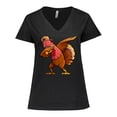 thumbnail image 1 of Inktastic Dabbing Turkey Thanksgiving Women's Plus Size V-Neck T-Shirt, 1 of 5