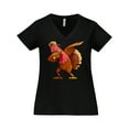 thumbnail image 1 of Inktastic Dabbing Turkey Thanksgiving Women's Plus Size V-Neck T-Shirt, 1 of 5