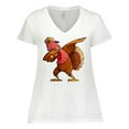thumbnail image 1 of Inktastic Dabbing Turkey Thanksgiving Women's Plus Size V-Neck T-Shirt, 1 of 5
