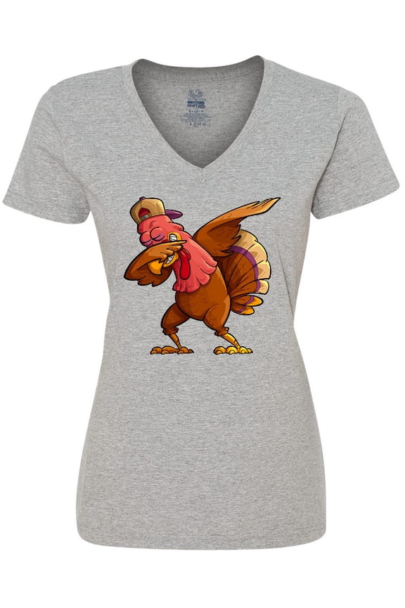 Dabbing Turkey Thanksgiving Women's V-Neck T-Shirt