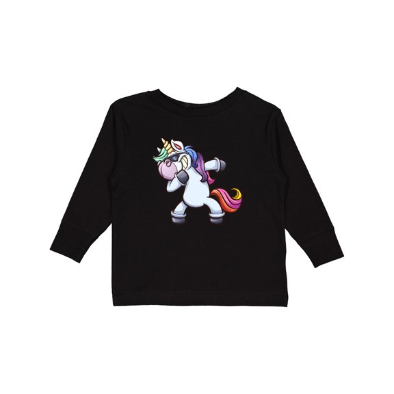 Inktastic Dabbing Unicorn Boys or Girls Long Sleeve Toddler T-Shirt