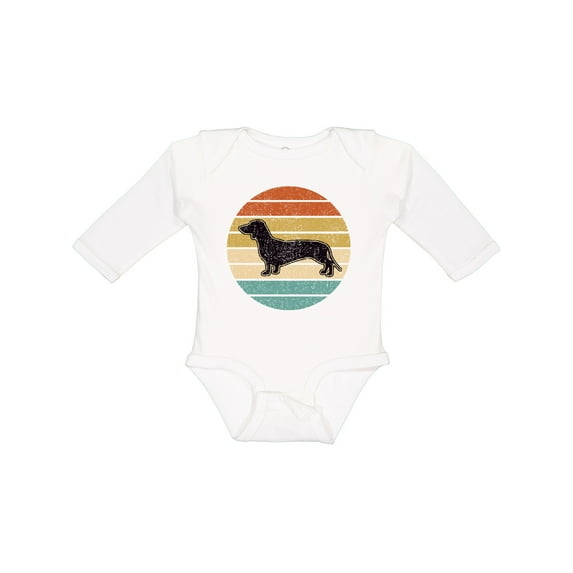 Inktastic Dachshund Dog Retro Sunset Boys or Girls Long Sleeve Baby Bodysuit