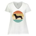 thumbnail image 1 of Inktastic Dachshund Dog Retro Sunset Women's Plus Size V-Neck T-Shirt, 1 of 5