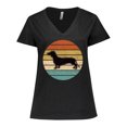 thumbnail image 1 of Inktastic Dachshund Dog Retro Sunset Women's Plus Size V-Neck T-Shirt, 1 of 5