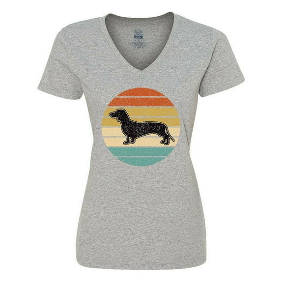 Inktastic Dachshund Dog Retro Sunset Women's V-Neck T-Shirt