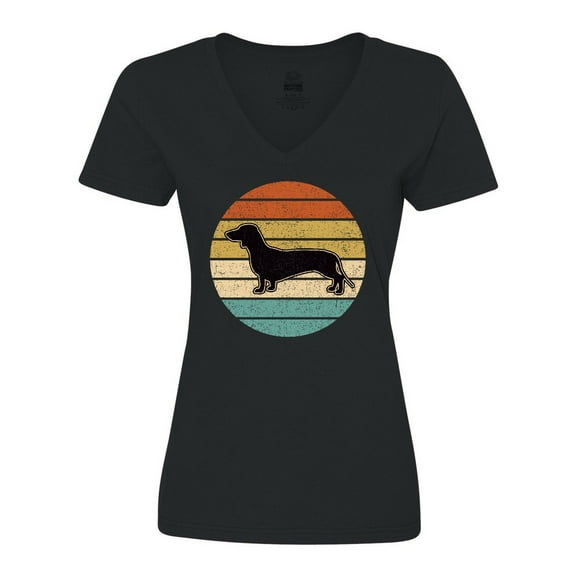 Inktastic Dachshund Dog Retro Sunset Women's V-Neck T-Shirt