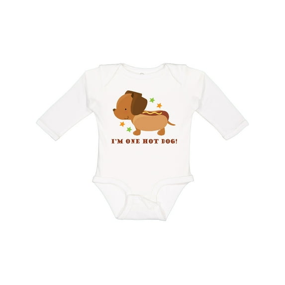 Inktastic Dachshund Hot Dog Funny Boys or Girls Long Sleeve Baby Bodysuit