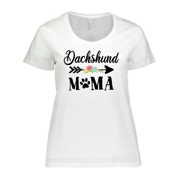 Dachshund Mama with Arrow and Flowers Women's Plus Size T-Shirt