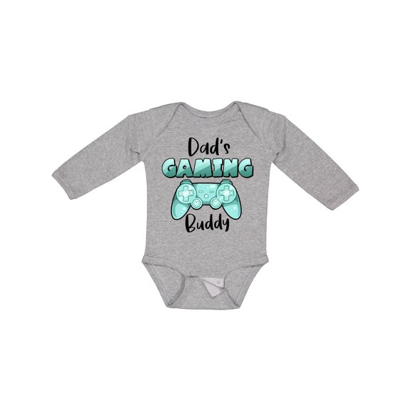 Inktastic Dad's Gaming Buddy- Aqua Controller Boys or Girls Long Sleeve Baby Bodysuit
