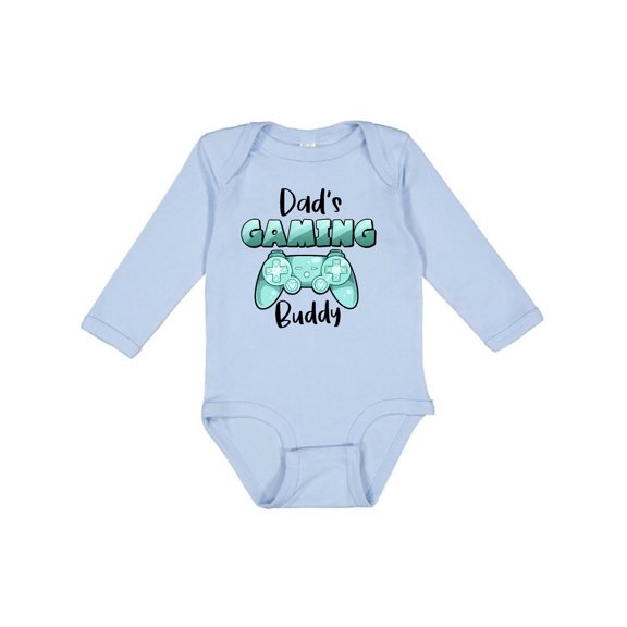Inktastic Dad's Gaming Buddy- Aqua Controller Boys or Girls Long Sleeve Baby Bodysuit