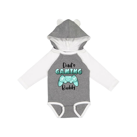 Inktastic Dad's Gaming Buddy- Aqua Controller Boys or Girls Long Sleeve Baby Bodysuit
