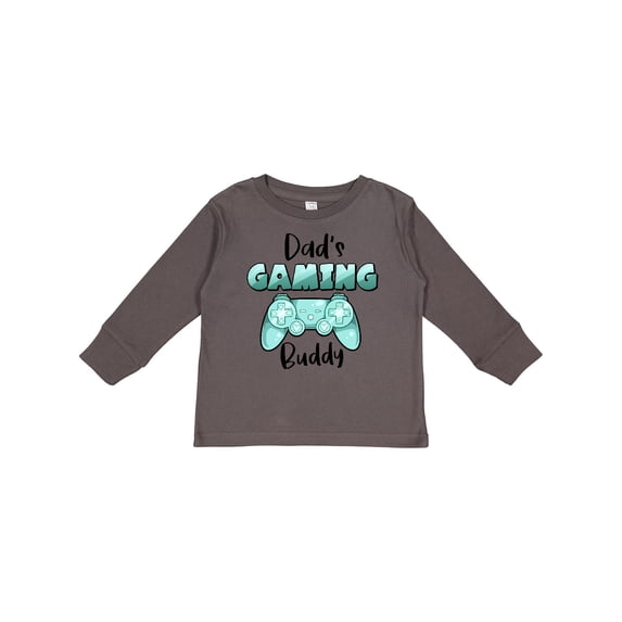 Inktastic Dad's Gaming Buddy- Aqua Controller Boys or Girls Long Sleeve Toddler T-Shirt