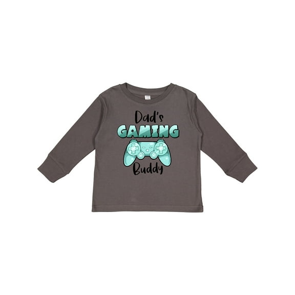 Inktastic Dad's Gaming Buddy- Aqua Controller Boys or Girls Long Sleeve Toddler T-Shirt